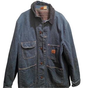 Vintage 70s Big Ben Wrangler Denim Blanket Lined Jacket Distressed Size 42